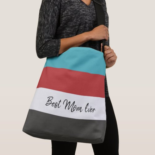 Best Mom Ever or your Name or Text Striped Pattern Crossbody Bag