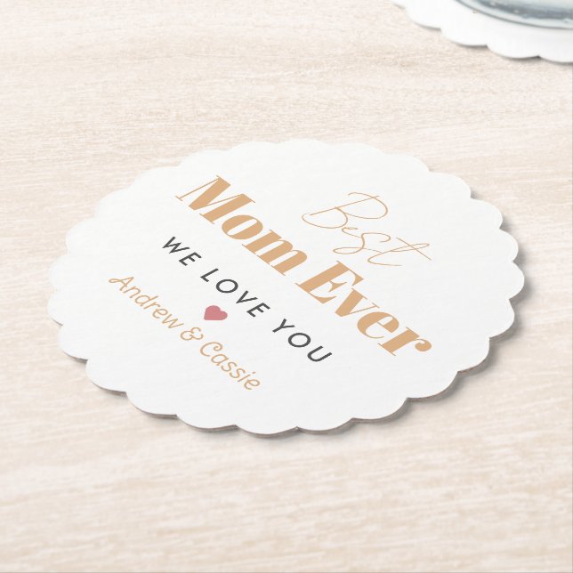 Best mom ever paper coaster (Angled)