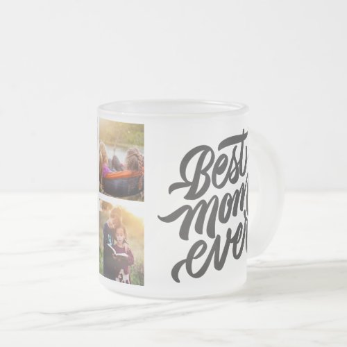 Best Mom Ever Personalized 6 Photo Collage Frosted Glass Coffee Mug
