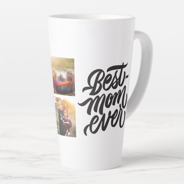 Best Mom Ever Personalized 6 Photo Collage Latte Mug (Right Angle)
