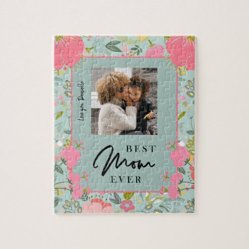 Best mom ever personalized family photo and text jigsaw puzzle