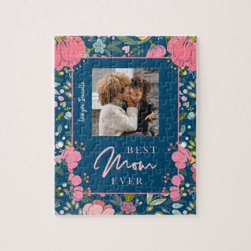 Best mom ever personalized family photo and text jigsaw puzzle