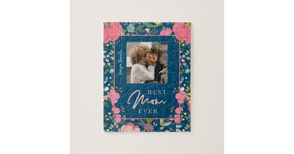 Best mom ever personalized family photo and text jigsaw puzzle | Zazzle