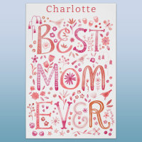 Best Mom Ever Personalized Floral Watercolor Art