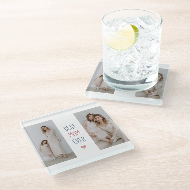 Best Mom Ever' Personalized Glass Coaster (Angled)