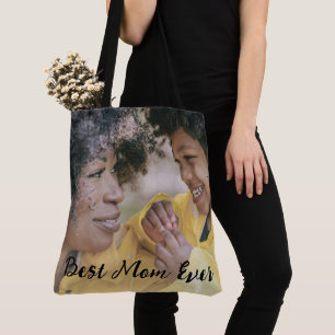 Best Mom Ever Personalized Kids Names Two Photos Tote Bag