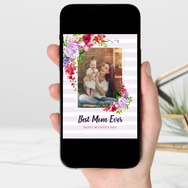 Best Mom Ever Personalized Mother's Day Photo Card (Front Digital)