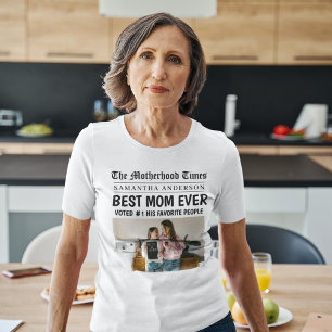 Best Mom Ever Personalized Newspaper Photo  T-Shirt