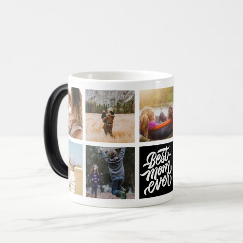 Best Mom Ever Personalized Photo Collage Black Magic Mug
