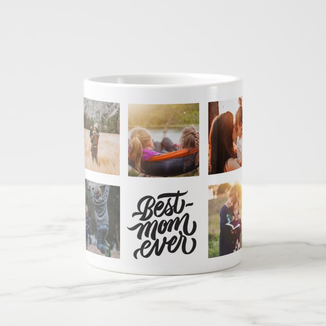 Best Mom Ever Personalized Photo Collage Giant Coffee Mug (Front)