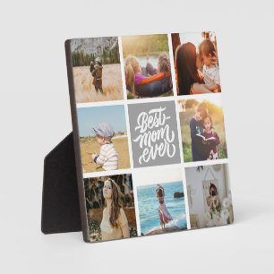 Best Mom Ever Personalized Photo Collage Gray Plaque
