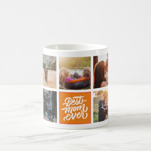 Best Mom Ever Personalized Photo Collage Orange Coffee Mug