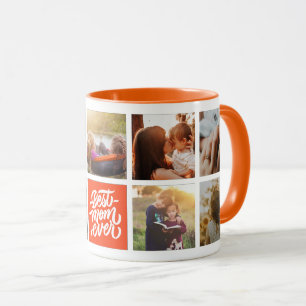 Best Mom Ever Personalized Photo Collage Orange Mug