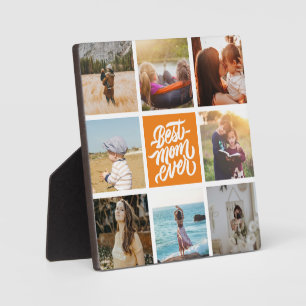 Best Mom Ever Personalized Photo Collage Orange Plaque
