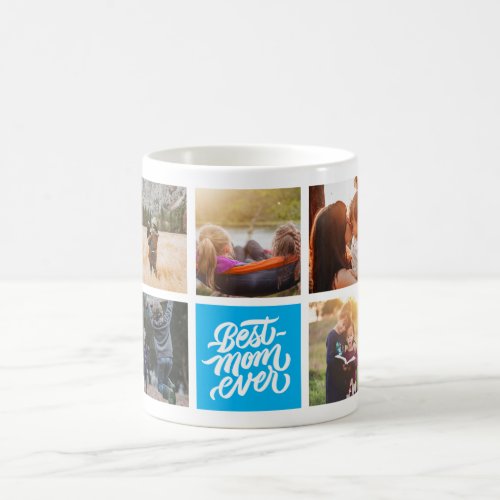 Best Mom Ever Personalized Photo Collage Sky Blue Coffee Mug