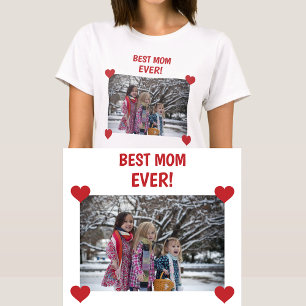 Best Mom Ever Personalized Photo Hearts Create T-Shirt