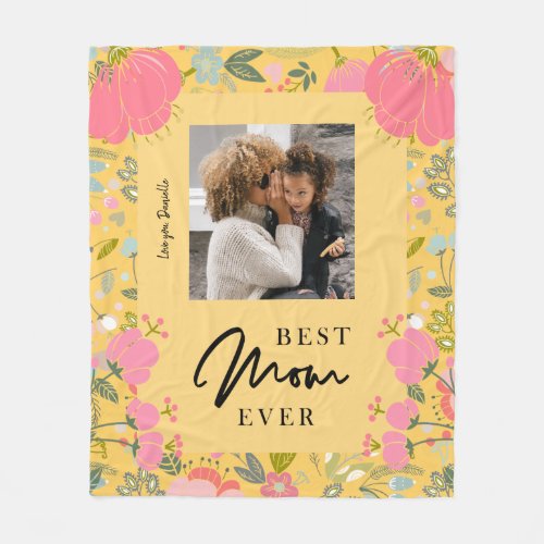 Best mom ever personalized photo Mothers Day Fleec Fleece Blanket