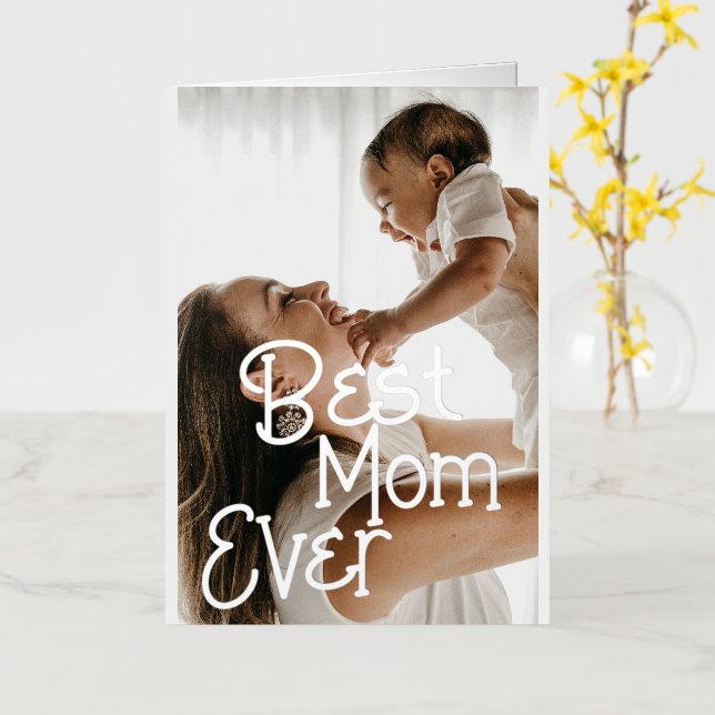 Best Mom Ever Personalized Photo Mothers Day Foil Greeting Card (Yellow Flower)