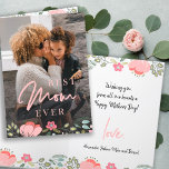 Best mom ever personalized photo Mothers Day Holiday Card<br><div class="desc">Modern floral custom photo,  text,  and signature personalized Mother's Day greeting card with pastel colorful botanical borders and a trendy "best mom ever" typography script overlay.          Perfect gift for mom or grandma.</div>