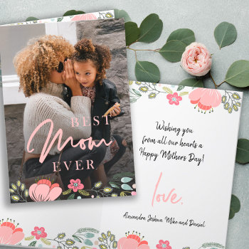 Best Mom Ever Personalized Photo Mothers Day Holiday Card by invitations_kits at Zazzle