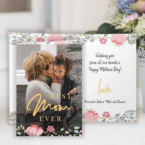 Best mom ever personalized photo Mothers Day Holiday Card