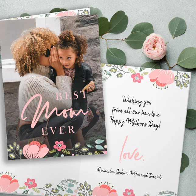 Best mom ever personalized photo Mothers Day Holiday Card | Zazzle