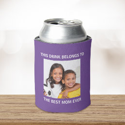 Best Mom Ever Personalized Photo Purple Can Cooler