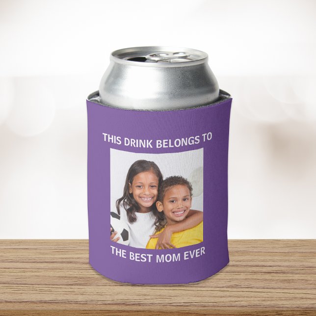 Best Mom Ever Personalized Photo Purple Can Cooler (Creator Uploaded)