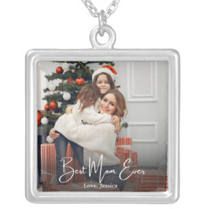 Best Mom Ever Personalized Photo Silver Plated Necklace