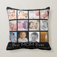 Best Mom Ever Personalized Photo Template Throw Pillow