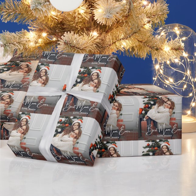 Best Mom Ever Personalized Photo Wrapping Paper (Holidays)