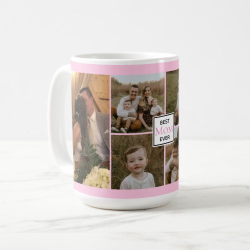 Best Mom ever personalized pink 6 photo template Coffee Mug