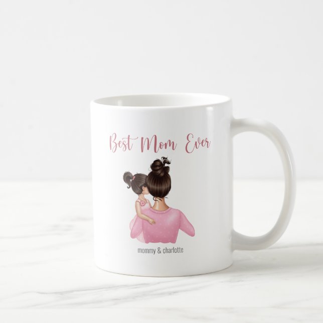 Best Mom Ever Personalized Pink White Coffee Mug (Right)