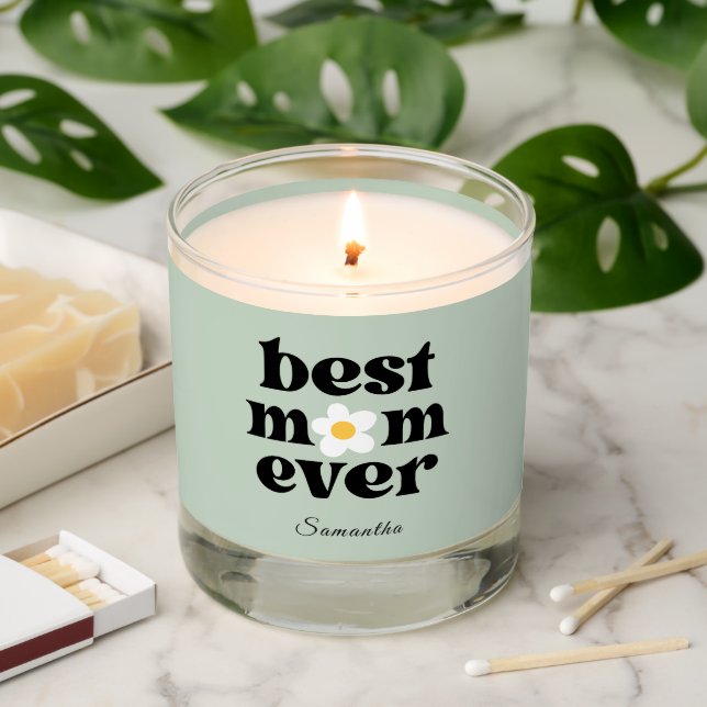 Best Mom Ever Personalized Sage Green Scented Candle (Lit)