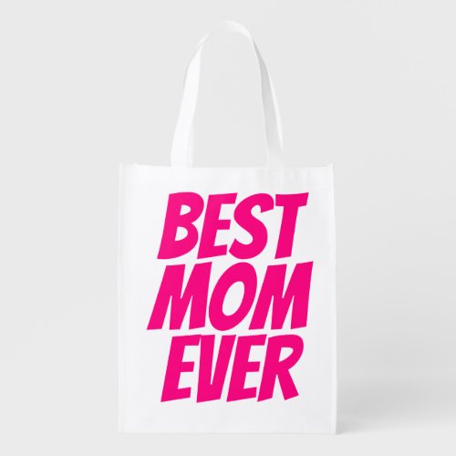 Best mom ever personalized text hot pink grocery bag