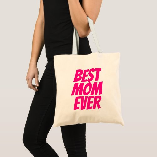 Best mom ever personalized text hot pink tote bag