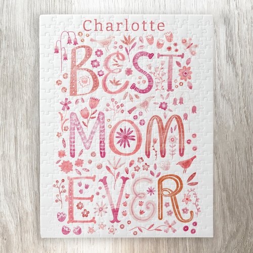 Best Mom Ever Personalized Watercolor Jigsaw Puzzle