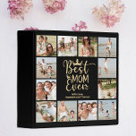 Best Mom Ever Photo Collage  3 Ring Binder<br><div class="desc">Show your mom how much you love her with this pretty black and gold Best Mom Ever photo collage with room for 12 special photos. Features great typography in gold with a crown and hearts. Add kids names to personalize. Such a wonderful keepsake. So many uses for this neat binder!...</div>