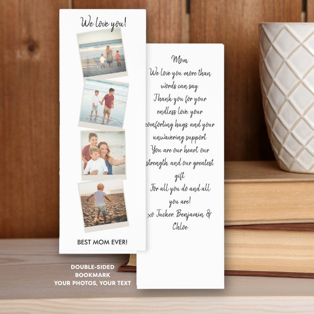 Best Mom Ever Photo Collage Custom Message on Back Bookmarks (Creator Uploaded)