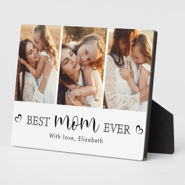 Best Mom Ever Photo Collage Cute Trendy  Plaque (Side)