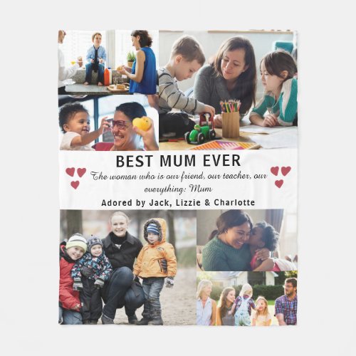 Best Mom Ever Photo Collage Fleece Blanket