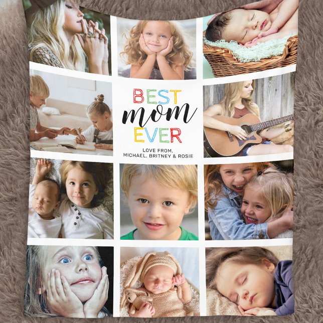 Best Mom Ever Photo Collage Fleece Blanket (Creator Uploaded)