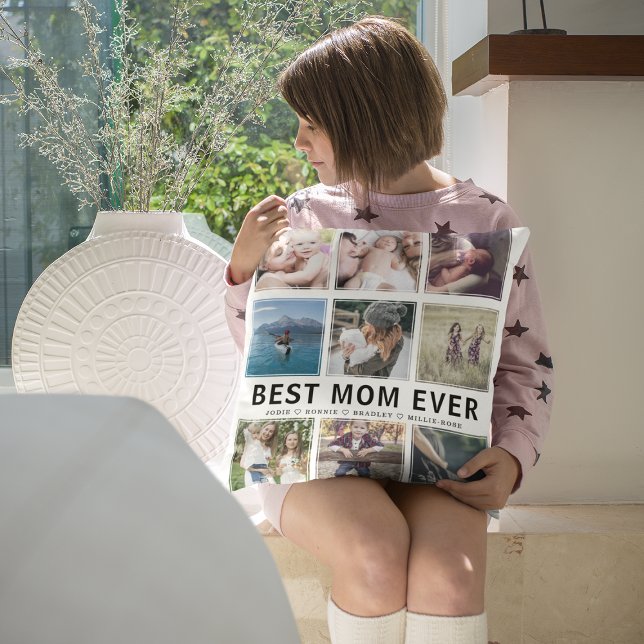 Best Mom Ever Photo Collage Keepake Throw Pillow (Creator Uploaded)