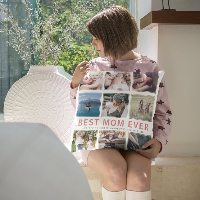Best Mom Ever Photo Collage Keepake Throw Pillow (Creator Uploaded)