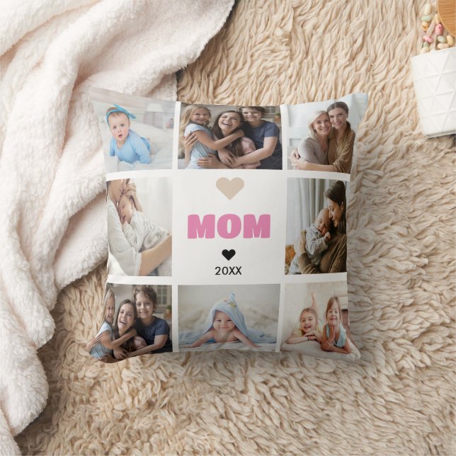 Best Mom Ever Photo Collage | Keepsake  Throw Pillow (Blanket)