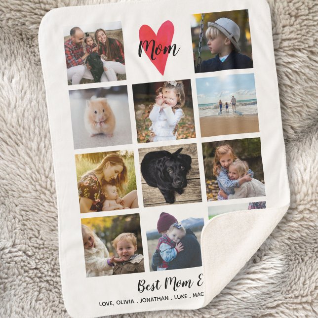 Best Mom Ever Photo Collage Mother's Day Birthday Sherpa Blanket (Creator Uploaded)