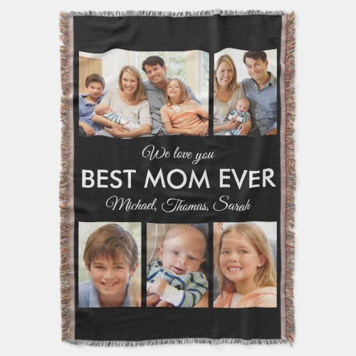 Best Mom Ever Photo Collage Mothers Day Throw Blanket