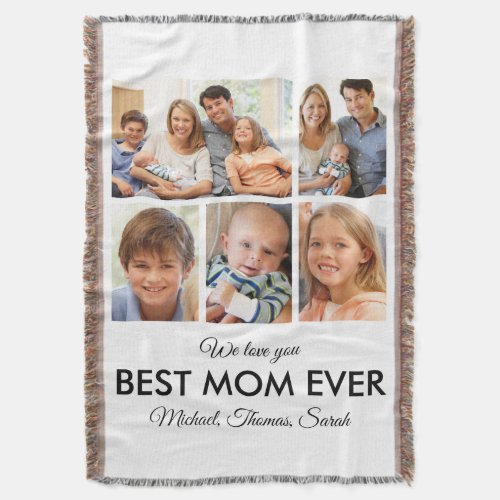 Best Mom Ever Photo Collage Mothers Day Throw Blanket