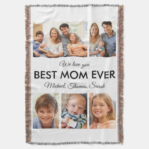 Best Mom Ever Photo Collage Mothers Day Throw Blanket