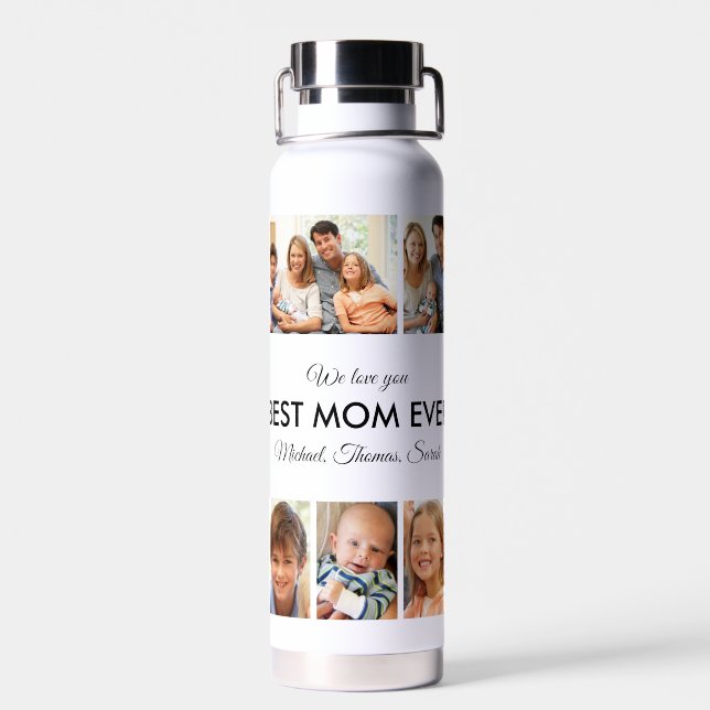 Best Mom Ever Photo Collage Mothers Day Water Bottle (Back)